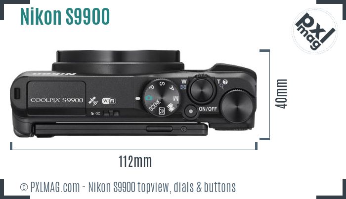 Nikon Coolpix S9900 topview buttons dials
