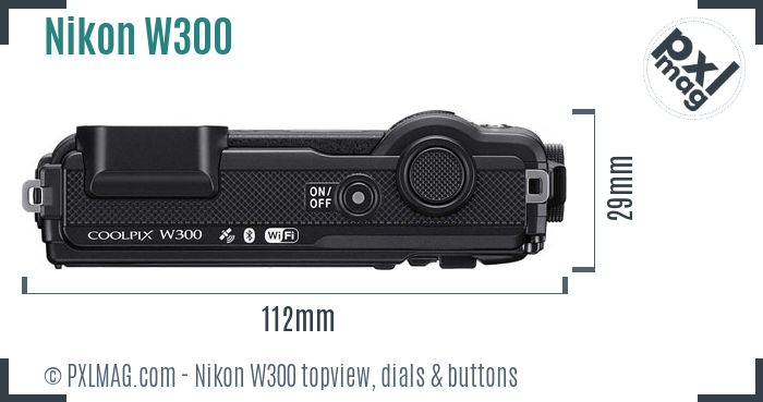 Nikon Coolpix W300 topview buttons dials
