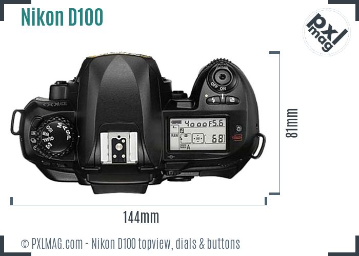 Nikon D100 topview buttons dials