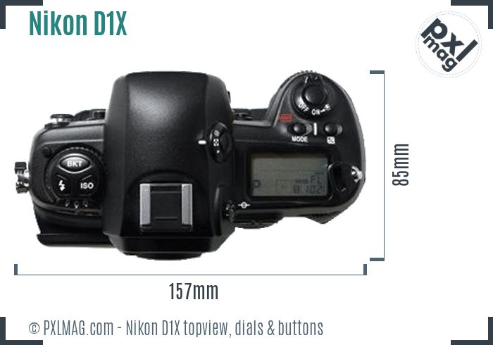 Nikon D1X topview buttons dials
