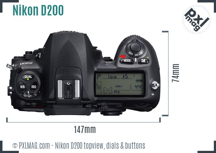 Nikon D200 topview buttons dials