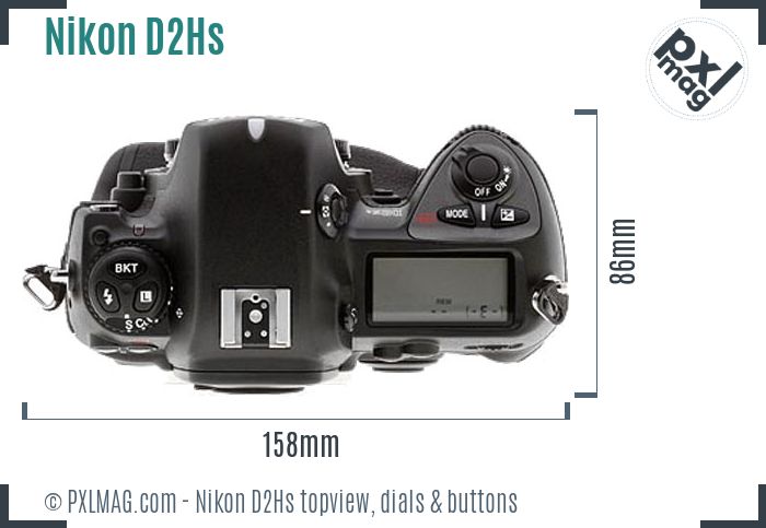 Nikon D2Hs topview buttons dials