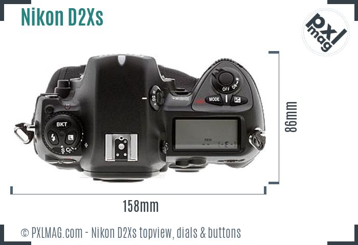Nikon D2Xs topview buttons dials