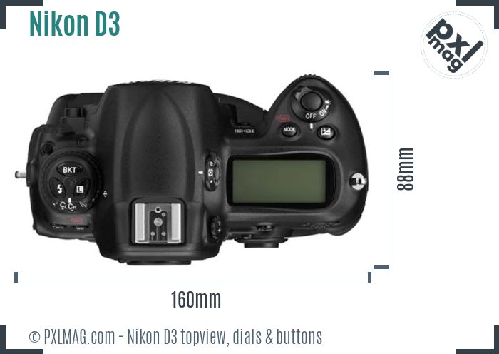Nikon D3 topview buttons dials