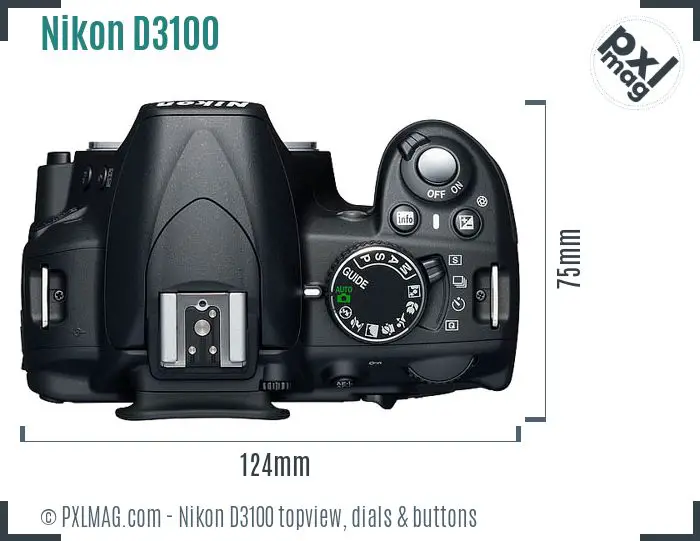 Nikon D3100 topview buttons dials