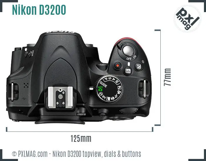 Nikon D3200 topview buttons dials