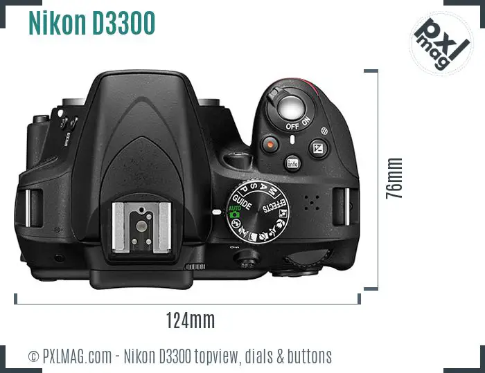 Nikon D3300 topview buttons dials
