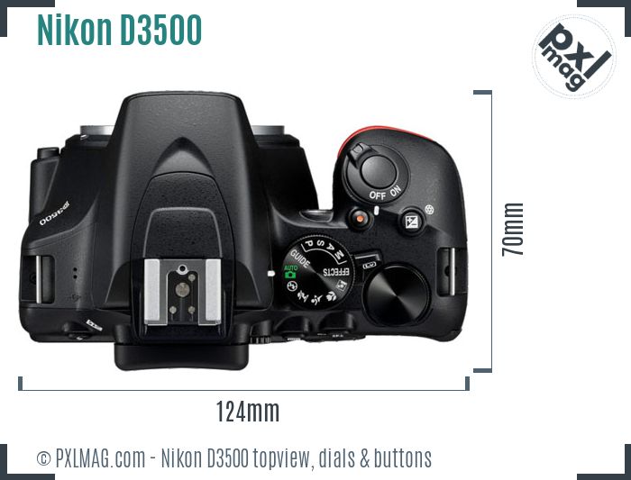 Nikon D3500 topview buttons dials