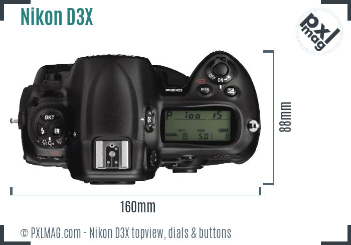 Nikon D3X topview buttons dials