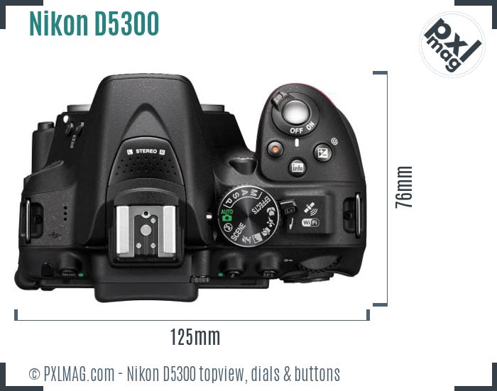 Nikon D5300 topview buttons dials