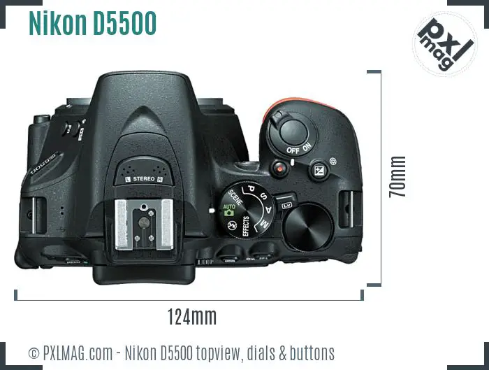 Nikon D5500 topview buttons dials