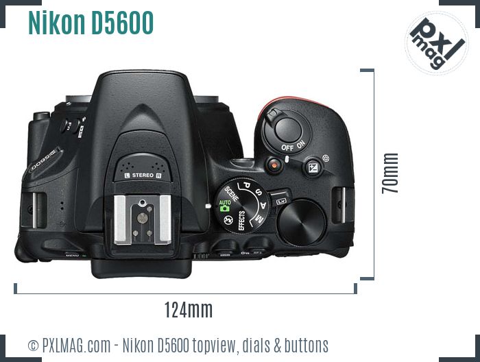 Nikon D5600 topview buttons dials