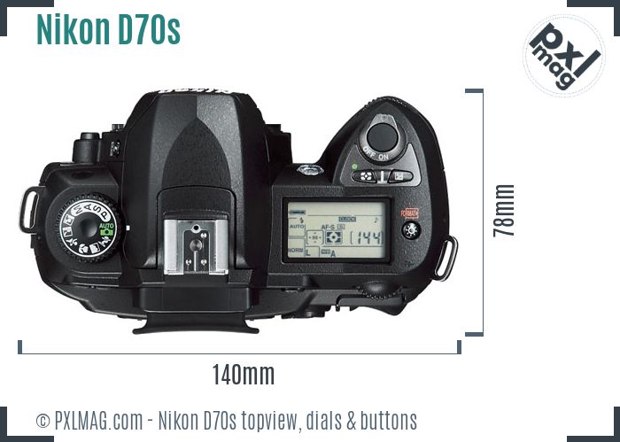 Nikon D70s topview buttons dials