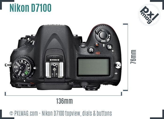 Nikon D7100 topview buttons dials