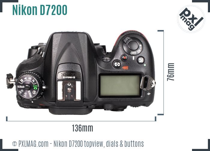Nikon D7200 topview buttons dials