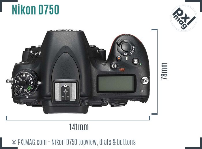 Nikon D750 topview buttons dials