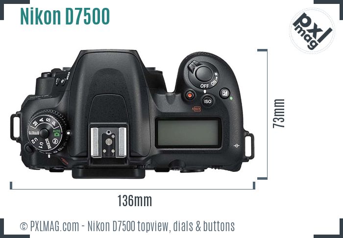 Nikon D7500 topview buttons dials