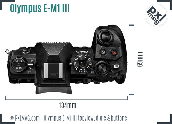 Olympus OM-D E-M1 Mark III topview buttons dials