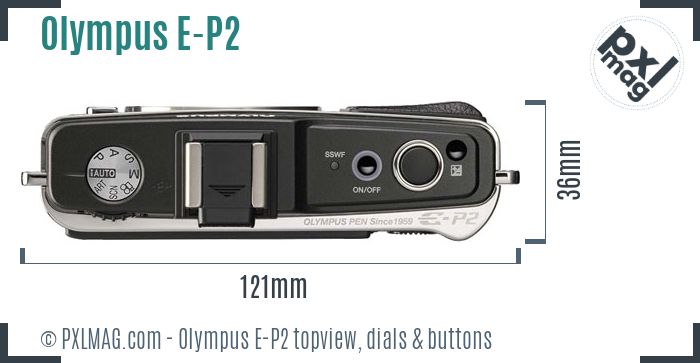 Olympus PEN E-P2 topview buttons dials