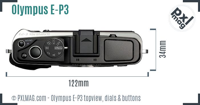 Olympus PEN E-P3 topview buttons dials