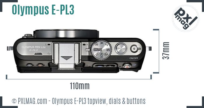 Olympus PEN E-PL3 topview buttons dials