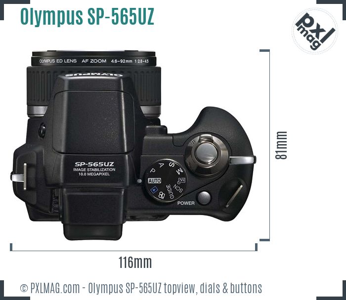 Olympus SP-565UZ topview buttons dials