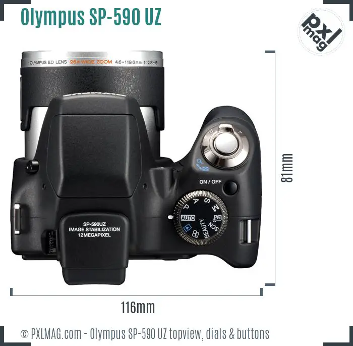 Olympus SP-590 UZ topview buttons dials