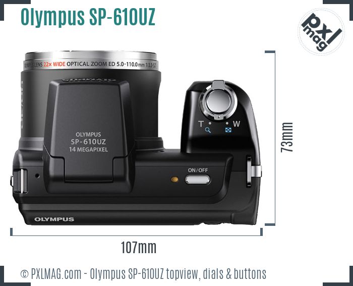 Olympus SP-610UZ topview buttons dials