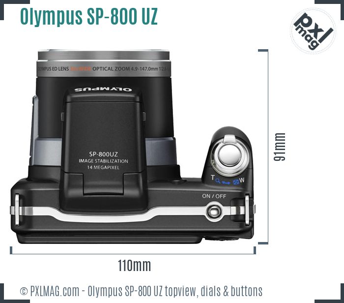 Olympus SP-800 UZ topview buttons dials