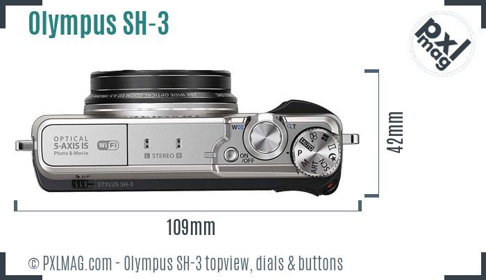 Olympus Stylus SH-3 topview buttons dials