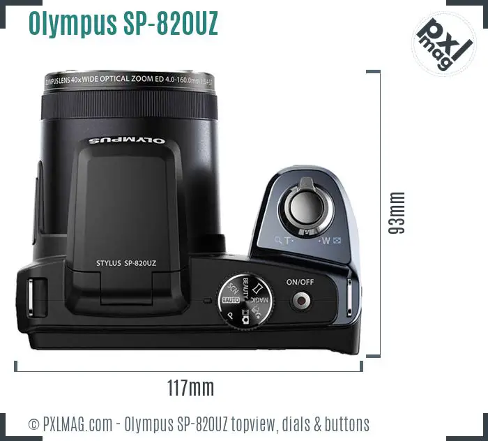 Olympus Stylus SP-820UZ topview buttons dials