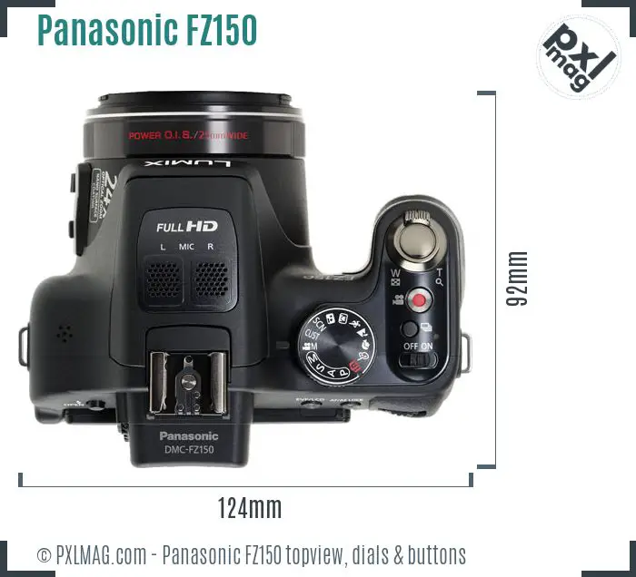 Panasonic Lumix DMC-FZ150 topview buttons dials