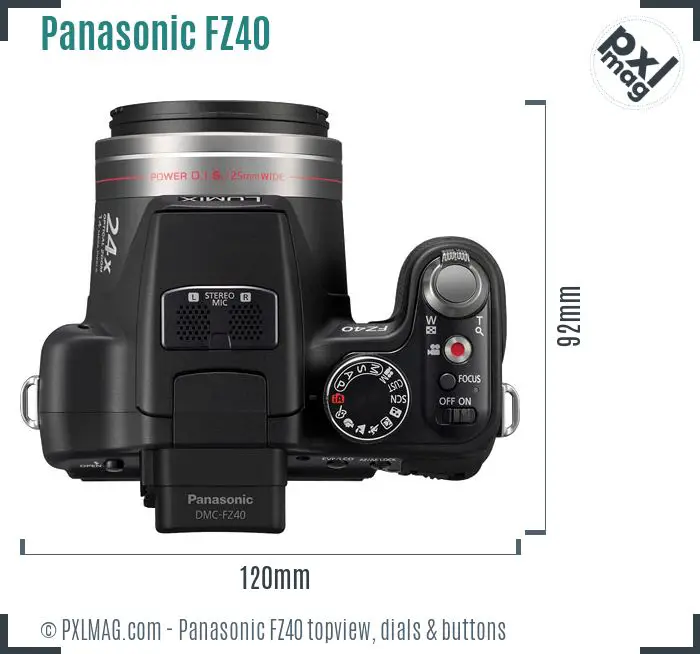 Panasonic Lumix DMC-FZ40 topview buttons dials