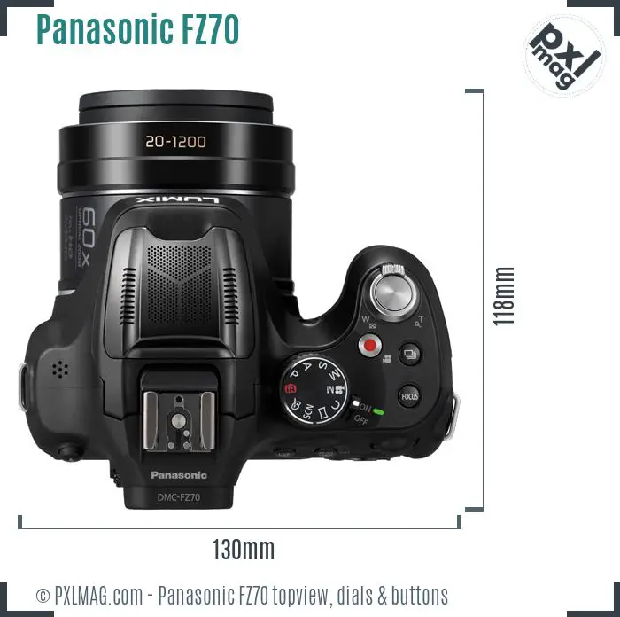Panasonic Lumix DMC-FZ70 topview buttons dials