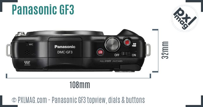 Panasonic Lumix DMC-GF3 topview buttons dials