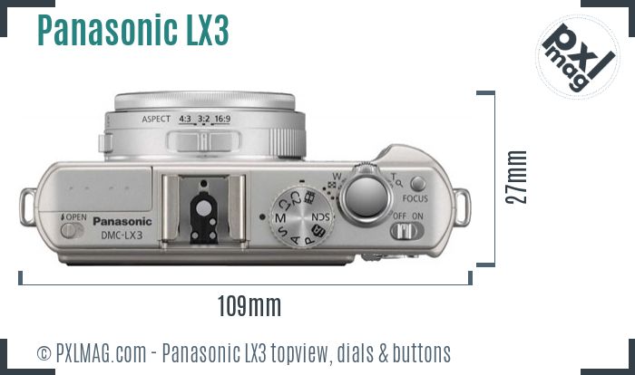 Panasonic Lumix DMC-LX3 topview buttons dials
