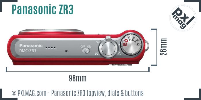 Panasonic Lumix DMC-ZR3 topview buttons dials
