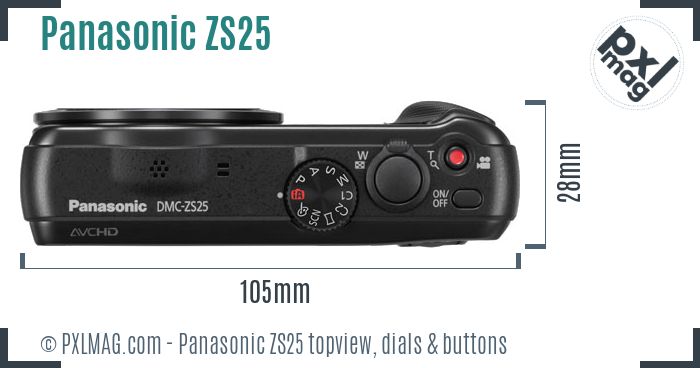 Panasonic Lumix DMC-ZS25 topview buttons dials