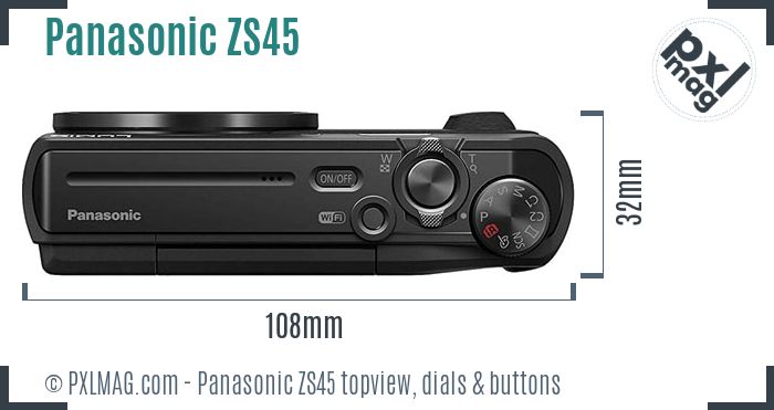 Panasonic Lumix DMC-ZS45 topview buttons dials