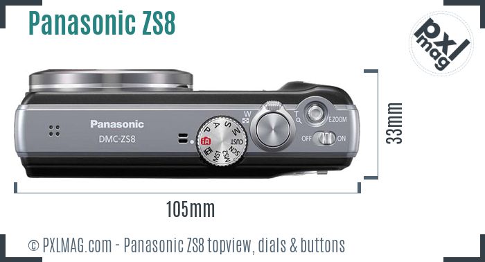 Panasonic Lumix DMC-ZS8 topview buttons dials