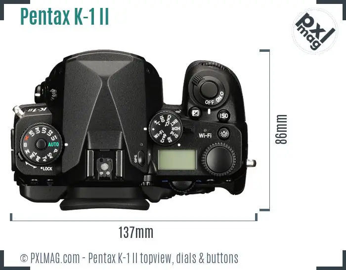 Pentax K-1 Mark II topview buttons dials