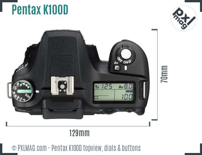 Pentax K100D topview buttons dials