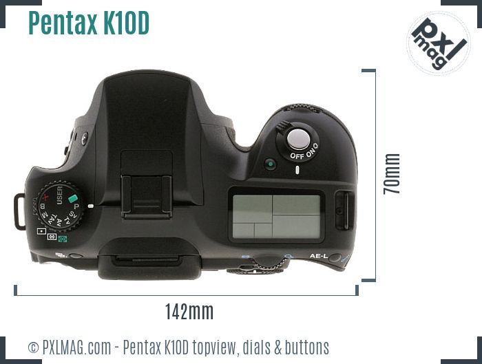 Pentax K10D topview buttons dials