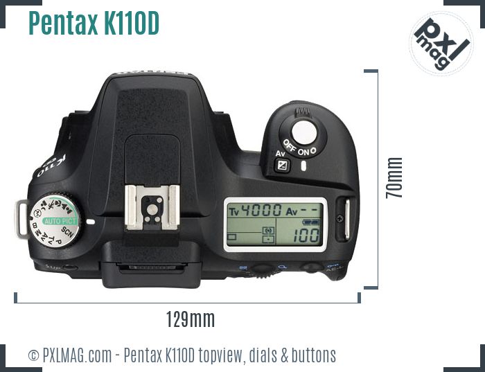 Pentax K110D topview buttons dials