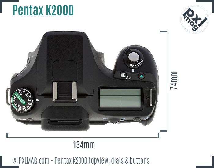 Pentax K200D topview buttons dials