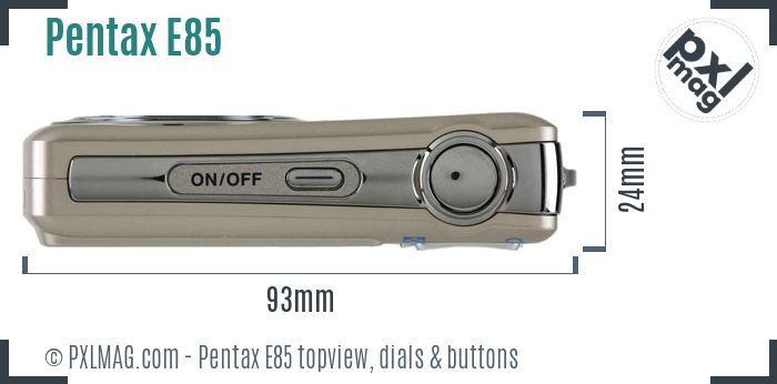 Pentax Optio E85 topview buttons dials