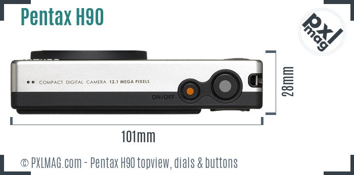 Pentax Optio H90 topview buttons dials
