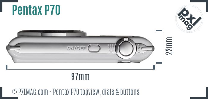 Pentax Optio P70 topview buttons dials
