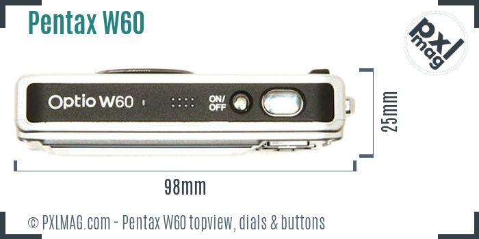 Pentax Optio W60 topview buttons dials