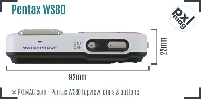 Pentax Optio WS80 topview buttons dials